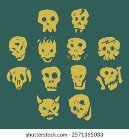 skull hand drawn collection set