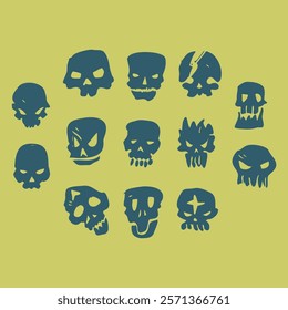 skull hand drawn collection set