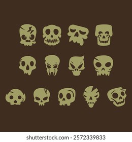 skull hand drawn collection set