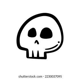 Skull hand drawn design vector. Horror character symbol. 