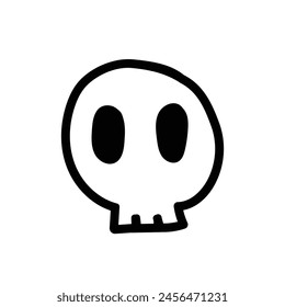 Skull hand drawn doodle on white