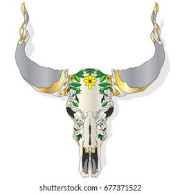 Skull- hand drawn illustration, isolated. For tattoo or t-shirt design. 