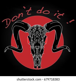 Skull - hand drawn illustration, isolated. For tattoo or t-shirt design. 