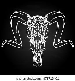 Skull - hand drawn illustration, isolated. For tattoo or t-shirt design. 