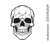 Skull hand drawn illustrations for the design of clothes, stickers, tattoo etc