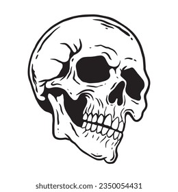 Skull hand drawn illustrations for the design of clothes, stickers, tattoo etc