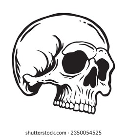 Skull hand drawn illustrations for the design of clothes, stickers, tattoo etc
