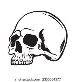 Skull hand drawn illustrations for the design of clothes, stickers, tattoo etc