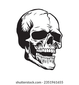 Skull hand drawn illustrations for the design of clothes, stickers, tattoo etc