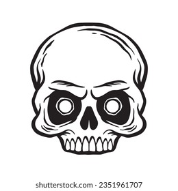 Skull hand drawn illustrations for the design of clothes, stickers, tattoo etc