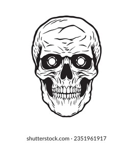 Skull hand drawn illustrations for the design of clothes, stickers, tattoo etc