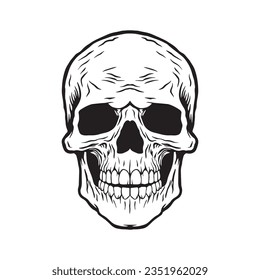 Skull hand drawn illustrations for the design of clothes, stickers, tattoo etc