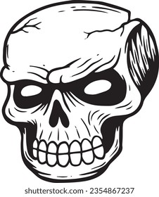 Skull hand drawn illustrations for stickers, logo, tattoo etc