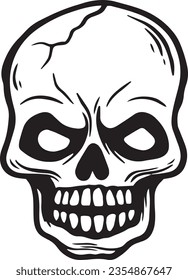Skull hand drawn illustrations for stickers, logo, tattoo etc