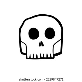 Skull hand drawn line design vector. Scary character symbol. 