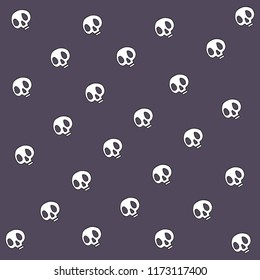 Skull hand drawn seamless pattern on dark background