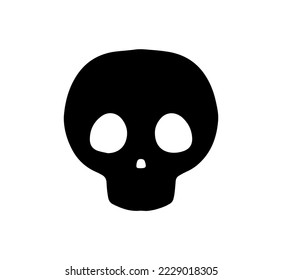 Skull hand drawn solid line design vector. Evil character symbol. 