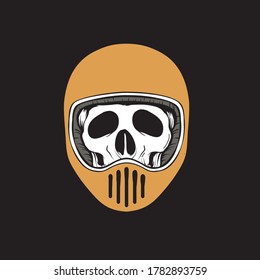 Arte vectorial dibujado a mano con cráneo. 