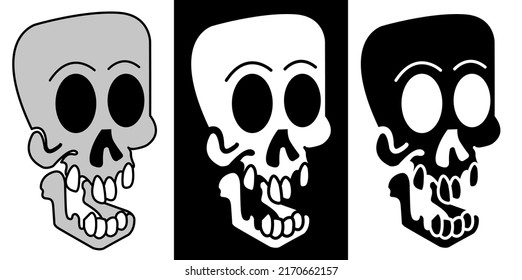 Calavera. ilustración de vector dibujada a mano de un cráneo sobre fondo blanco y negro para la fiesta de piratas de la muerte o de halloween.