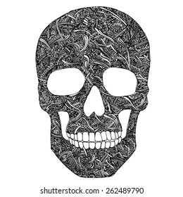 Skull. Hand Drawn. Vector 
illustration with patterns 