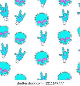 Skull and hand Halloween wrapping paper pattern design