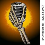 skull hand hold microphone