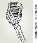 SKULL HAND HOLD MICROPHONE vector icon