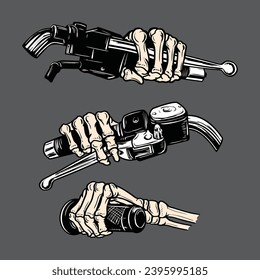 Skull hand holding hand grip motocycle vector stock