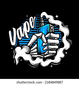 Skull Hand Holding Vape Vector Illustration