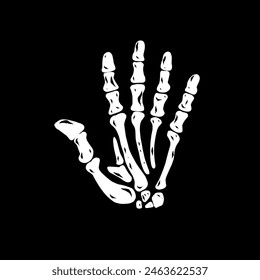 Skull hand illustration over black background