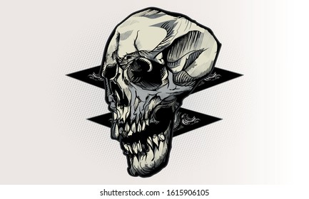 skull hand illustration. Vector graphics for t-shirt prints and other uses