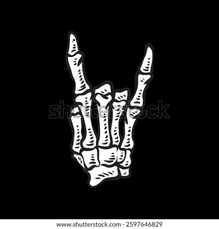 Skull hand rock metal vector art