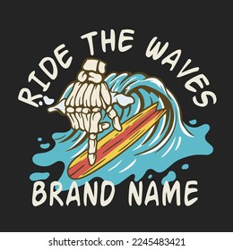 skull hand surf design, vector design and illustration. for tshirt and merchandise.