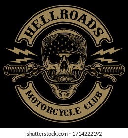 skull with handle bar of motorcycle vector illustration