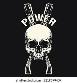 Skull and Handle Retro vector Illustration