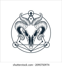 Skull handrawn for T-shirt design