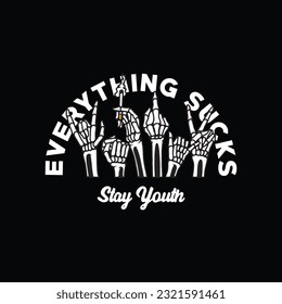 Skull hands tee graphic vectors.