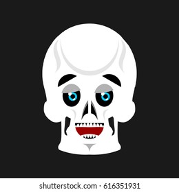 Skull happy Emoji. skeleton head merry emotion isolated 