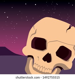 skull happy halloween celebration design