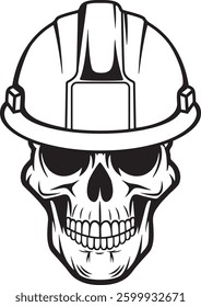 Skull With Hard Hat on a white background.
