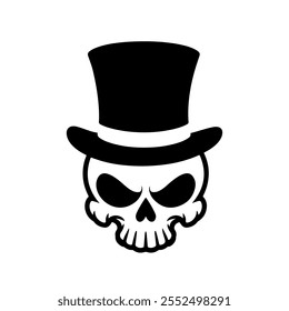  Skull with hat cap silhouette vector illustration isolated on white background
