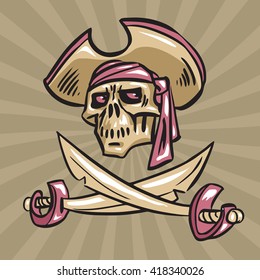 Skull and hat with crossed swords