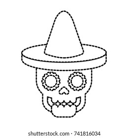 skull in hat day of the dead mexican celebration