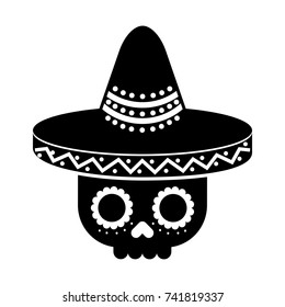 skull in hat day of the dead mexican celebration