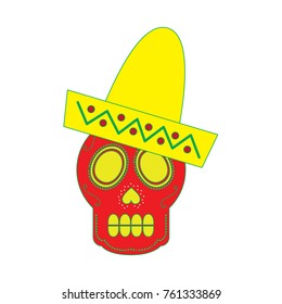 skull in hat day of the dead mexican celebration