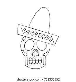 skull in hat day of the dead mexican celebration