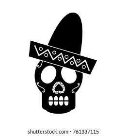 skull in hat day of the dead mexican celebration