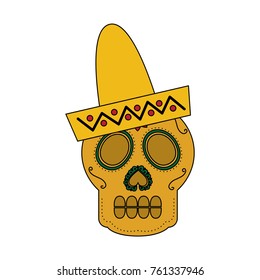 skull in hat day of the dead mexican celebration
