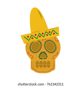 skull in hat day of the dead mexican celebration