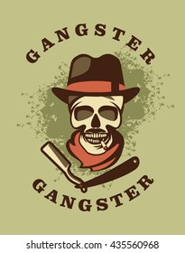 Skull in hat gangster